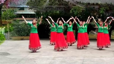 健身广场舞 - 重庆开州程程广场舞《想西藏》12人队形版民族舞