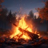 Relaxing Med Waves、Sizzling Nature Fire Sounds、Noise Design - Evening's Gentle Fire in Soothing Tune