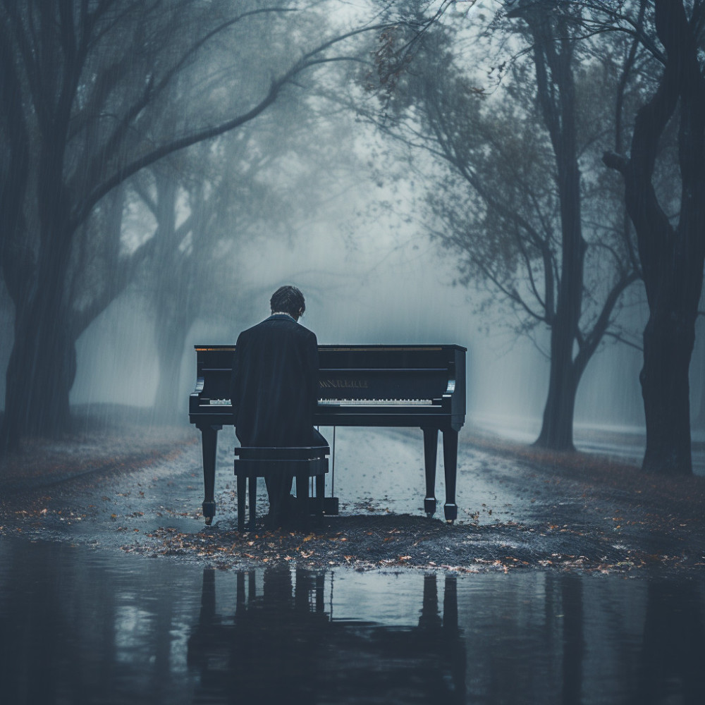 Teclas De Piano Hacia La Serenidad: Sendero De Yoga Lluvioso Hacia La Felicidad