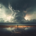 Serenidad Meditativa Con Truenos: Reflejo Armónico Bienaventurado