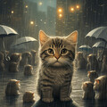 Retiro Felino Melódico: Serenidad De Gotas De Lluvia