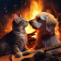 Fireside Pet Harmony: Gentle Guitar for Animal Comfort
