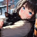 雪降る午後と黒猫