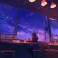 深夜カフェの星空