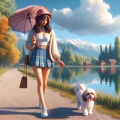 강아지와 봄날의 산책 (Walking with my dog on a spring day)