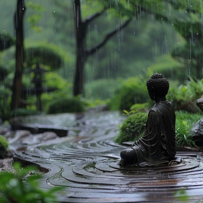 Ambiente De Yoga Binaural Con Suave Lluvia