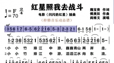 萧民制作 - 红星照我去战斗》阎维文原版动态歌谱伴奏