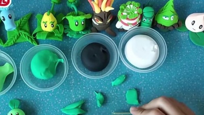 天线宝宝 - 手工DIY彩泥制作植物大战僵尸功夫世界三叶草